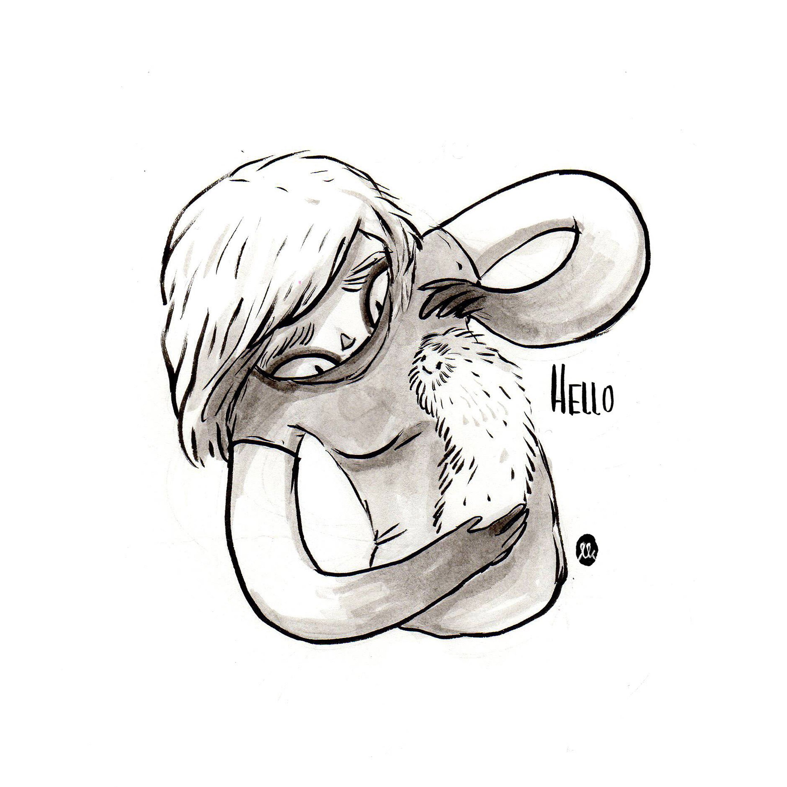 2732x2732 Bc31 Cute Animal Simple Drawing Art Illustration Wallpaper