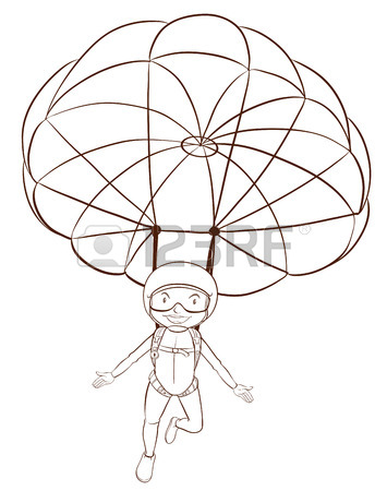 355x450 Illustration Of Simple Sketch Of Girl With Parachute On