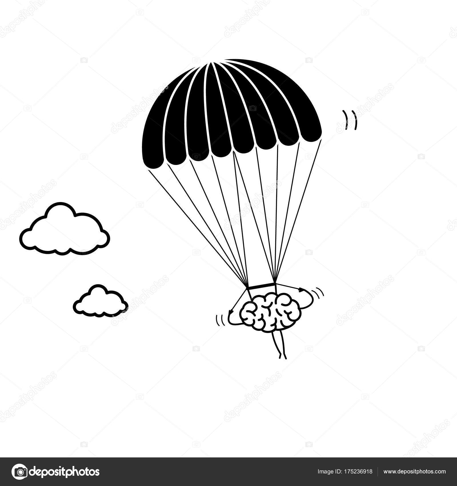 1600x1700 Brain Flying On Parachute Stock Vector Honzahruby