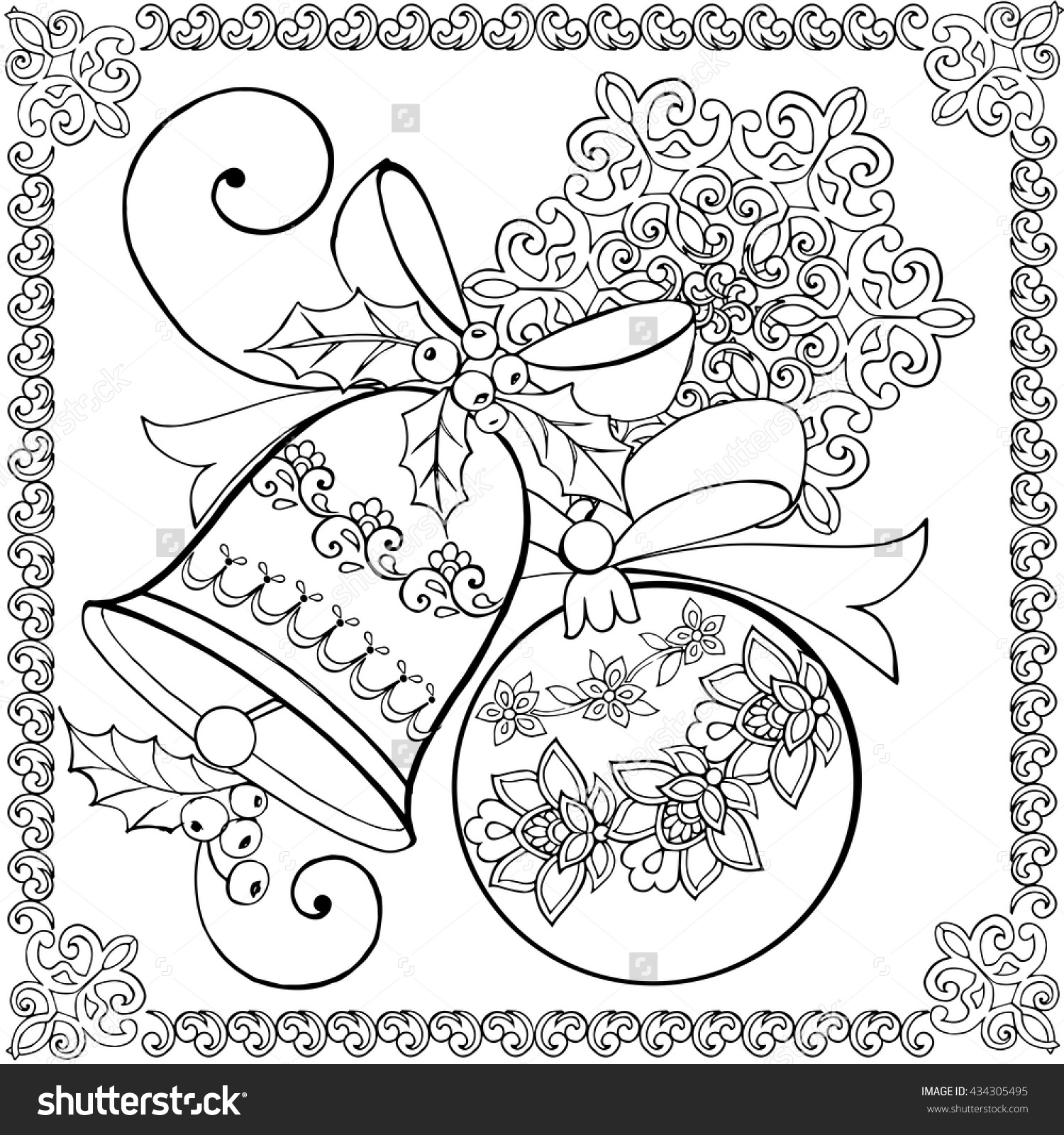 1500x1600 Hand Drawing Christmas Bell, Christmas Ball And Snowflake