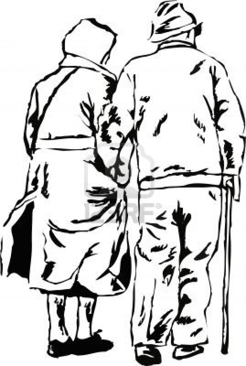 807x1200 Sketchy Drawing Style Illustration Of An Elderly Couple Walking