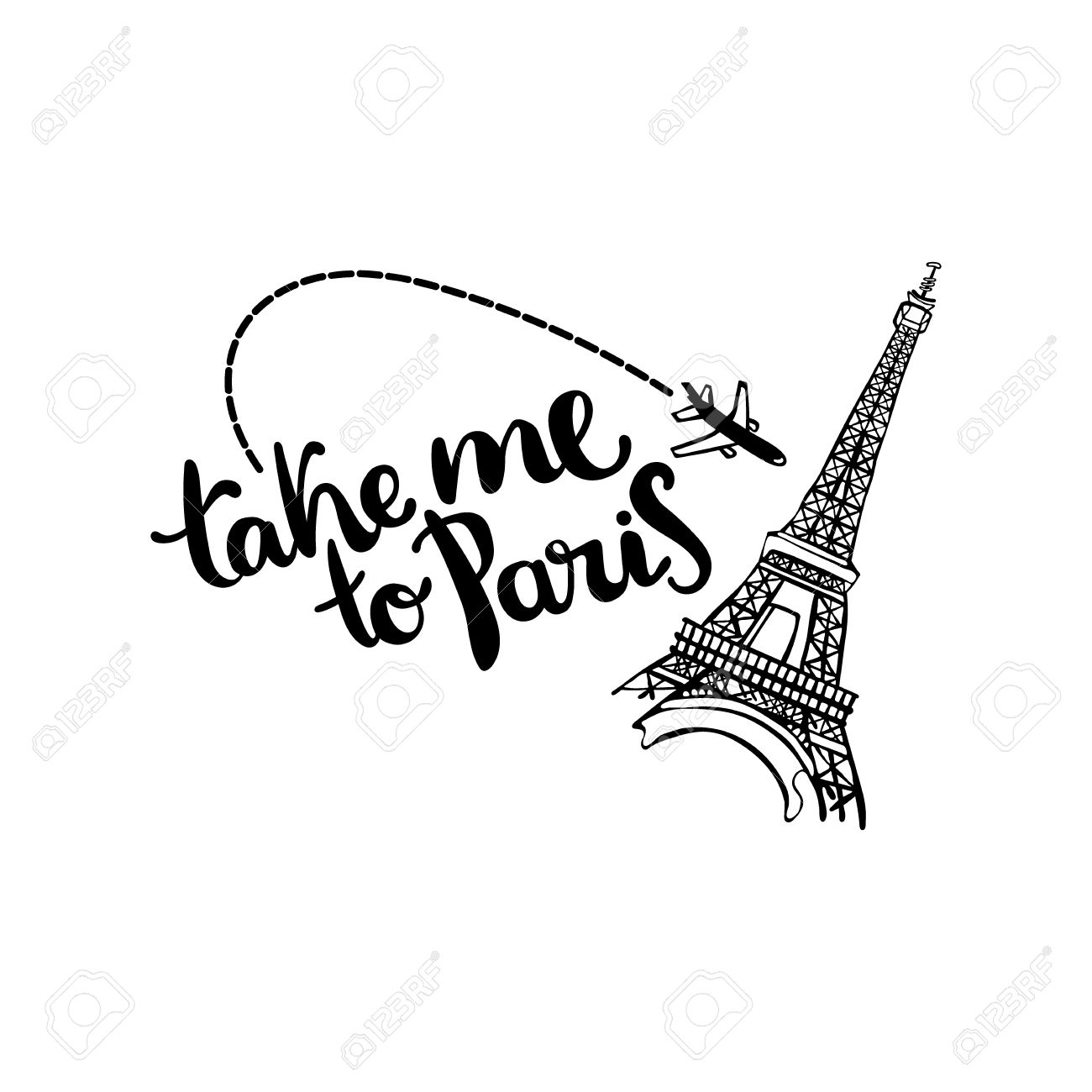 1300x1300 Take Me To Paris. Lettering. Eiffel Tower And The Aircraft