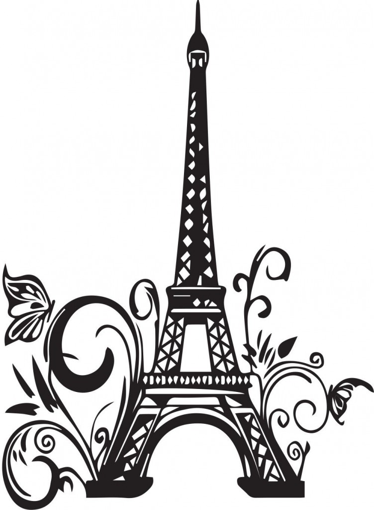 752x1024 Paris Eiffel Tower Silhouette Wall Art Wall Decals