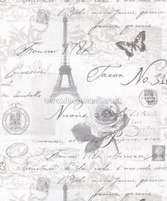 236x283 Wallpaper Butterfly Paris Amp Eiffel Tower Calligraphy Beige