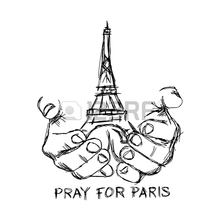 450x450 Illustration Vector Doodle Hand Drawn Of Sketch Hands With Eiffel