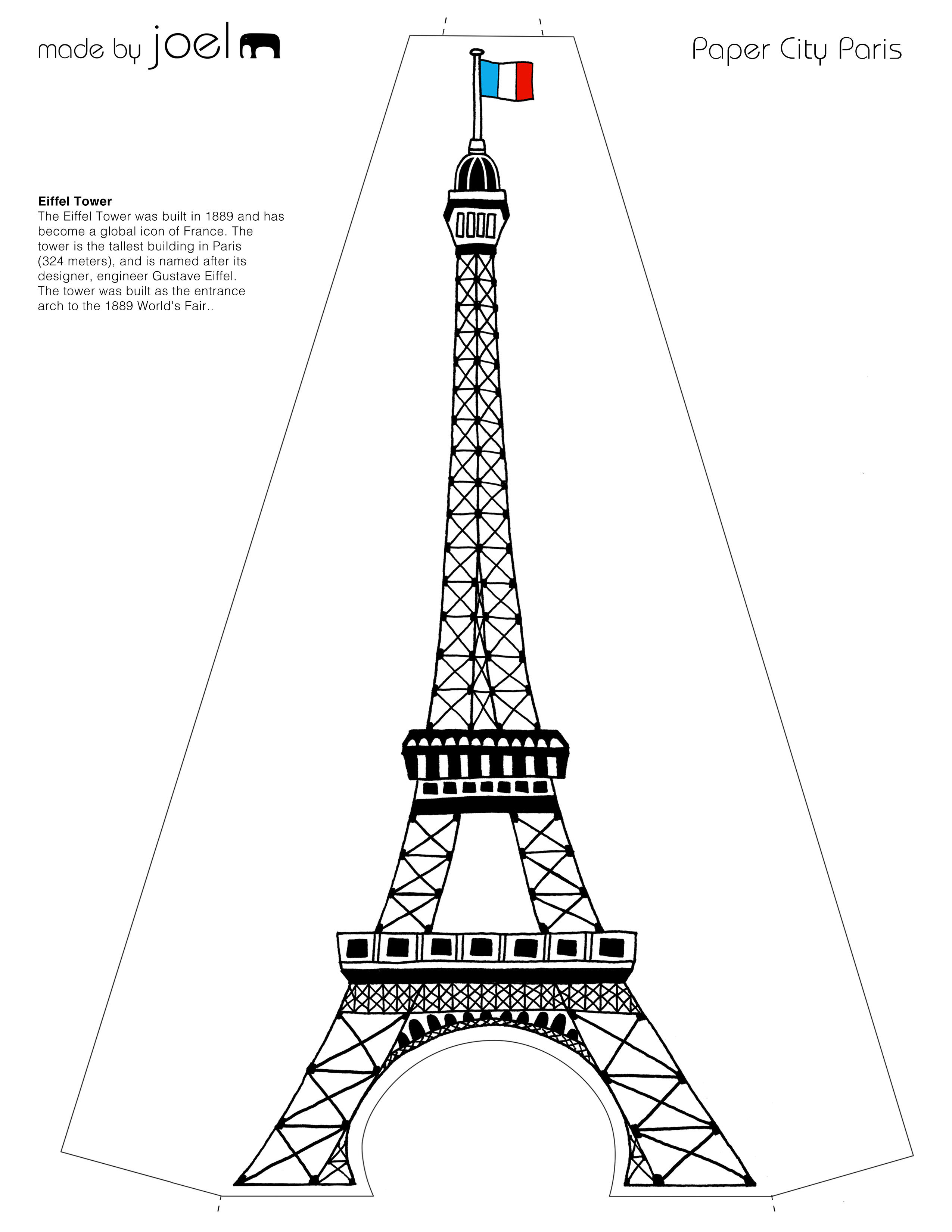 2550x3300 Made By Joel Paper City Paris Eiffel Tower Template