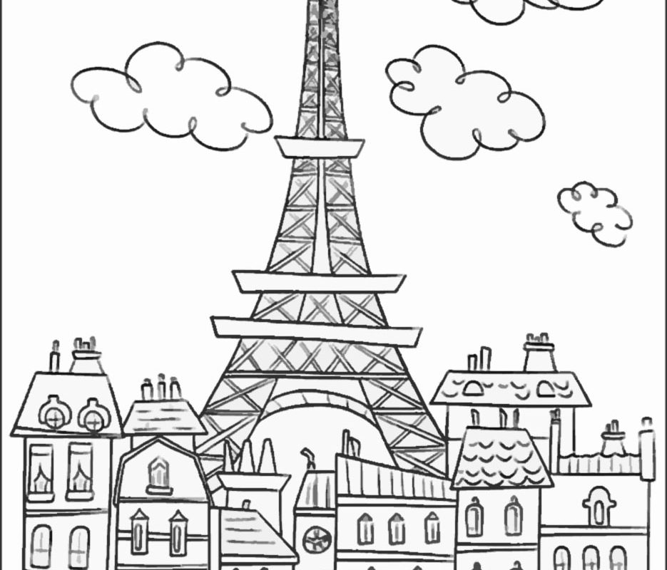 935x800 Eiffel Tower Coloring Page New Picture Pages For Kids Printable