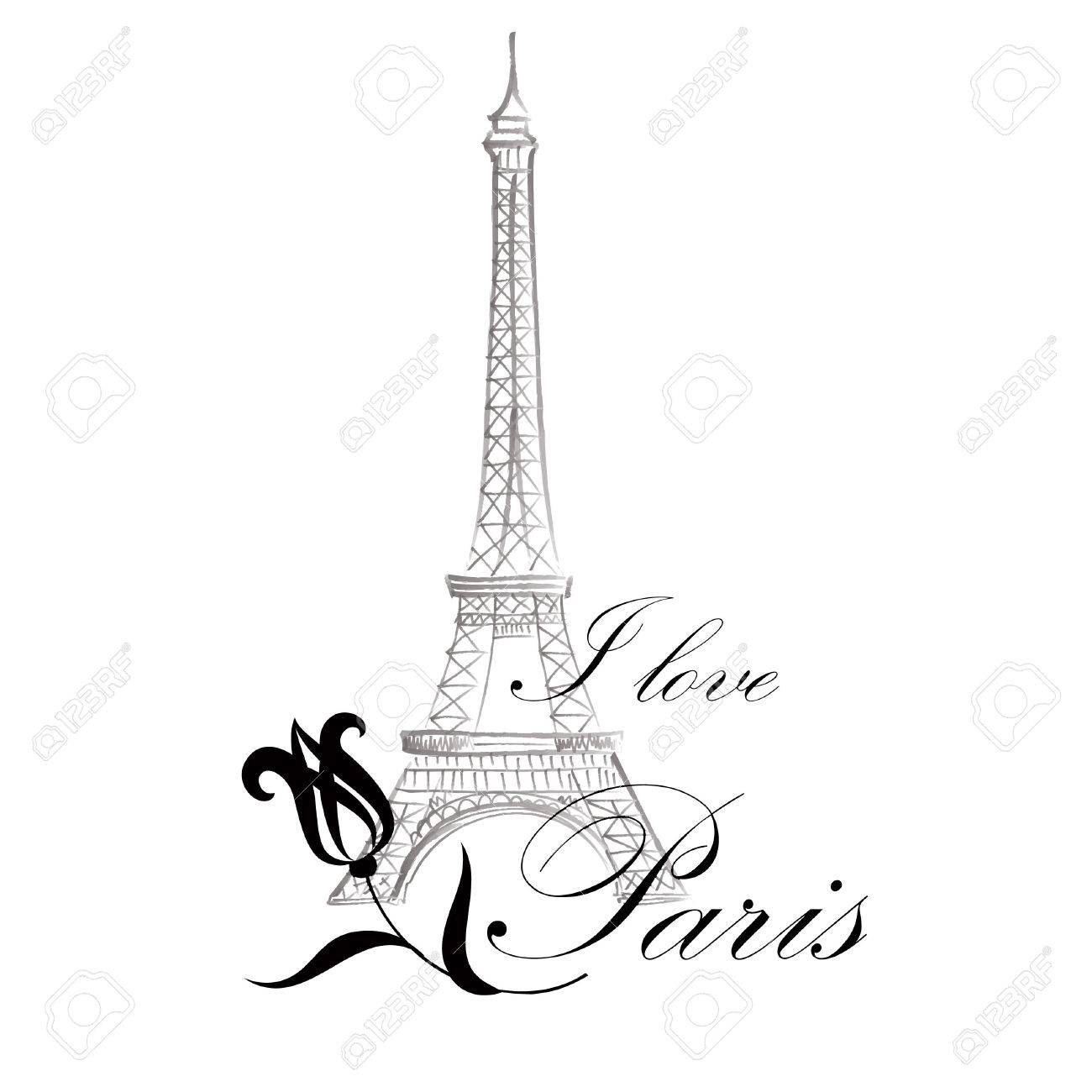 1300x1300 Floral Paris Illustration Famous Paris Landmark Eiffil Tower