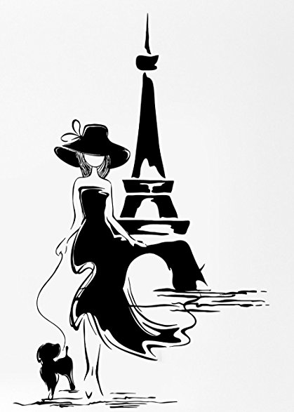 419x587 Paris France Eiffel Tower Sexy Girl With Dog Rubber