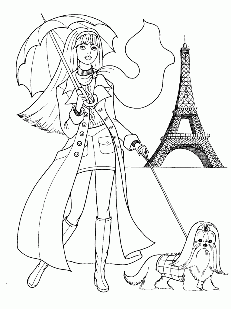 765x1024 Beauty Fashion Coloring Pages With Eiffel In Paris France