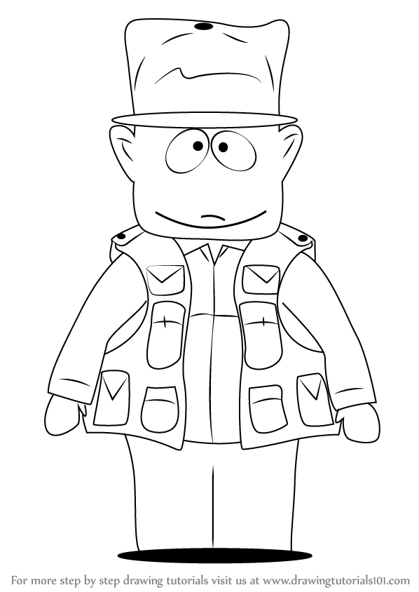 598x844 Learn How To Draw Jimbo Kern From South Park (South Park) Step By