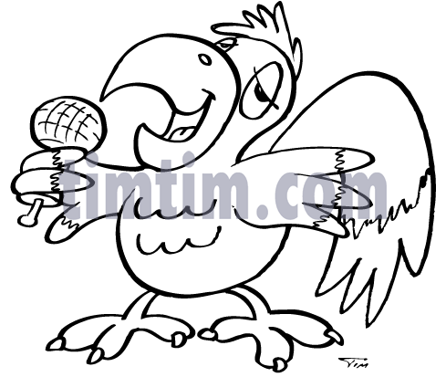 489x413 Free Drawing Of A Parrot Singing Bw From The Category Birds