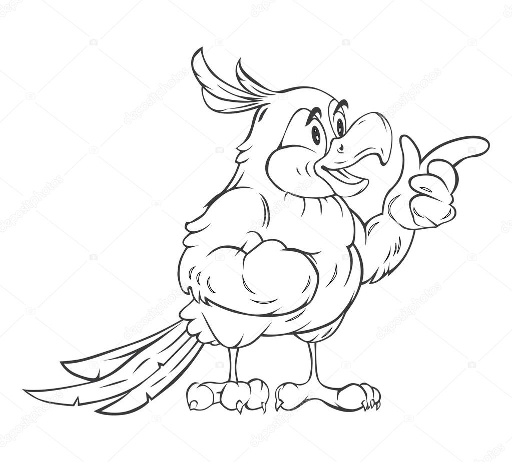 1023x925 Black And White Parrot Cartoon Stock Vector Imazyreams