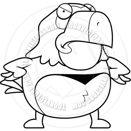 460x460 Cartoon Parrot Angry (Black And White Line Art) By Cory Thoman
