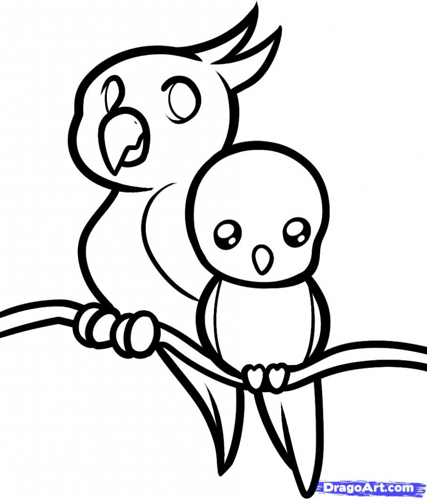 876x1024 How Do You Draw A Parrot How To Draw Parrots For Kids Step Step