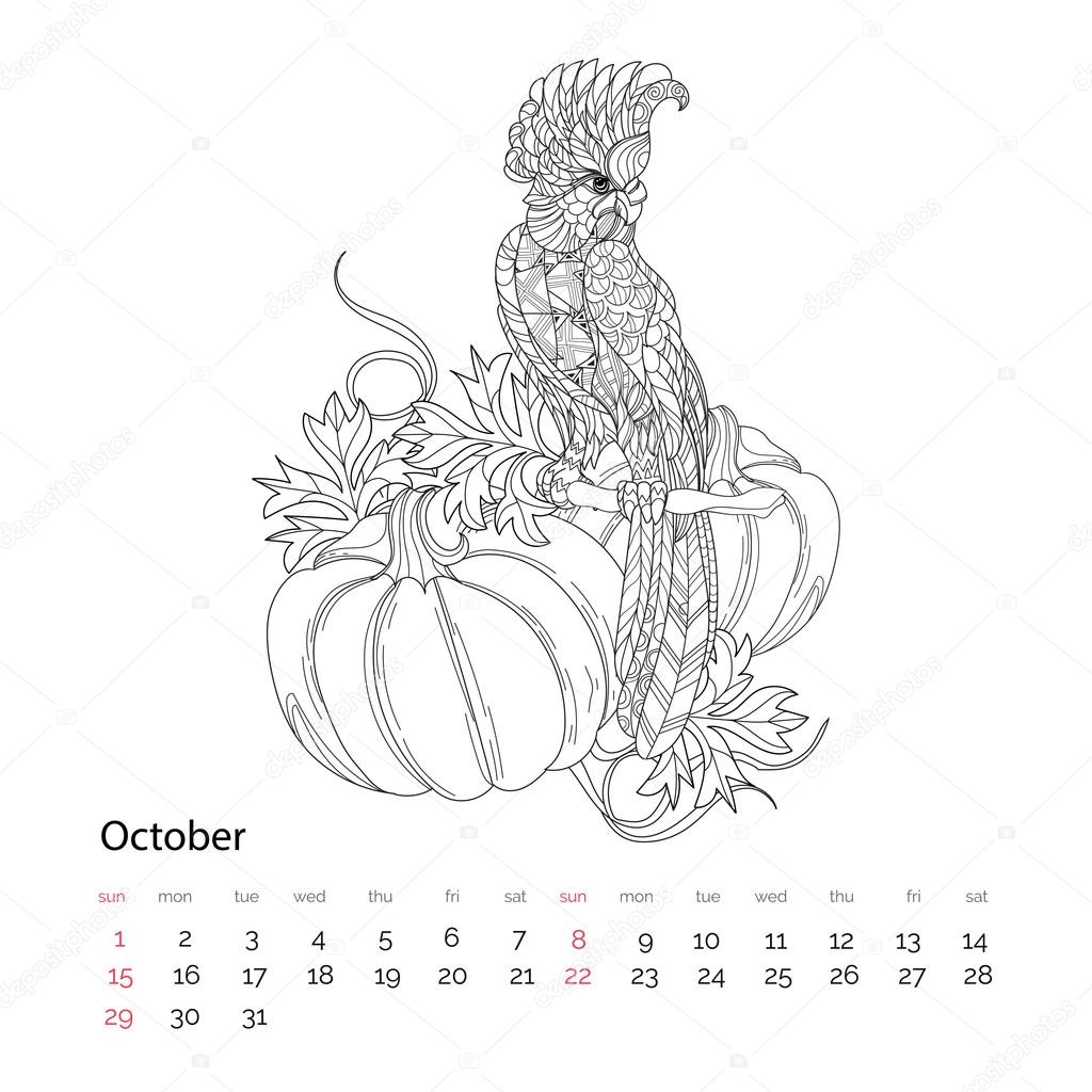 1024x1024 Zen Art Stylized Parrot.hand Drawn Vector Stock Vector Yazzik