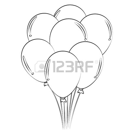 450x450 Black Outline Vector Balloons On White Background. Royalty Free