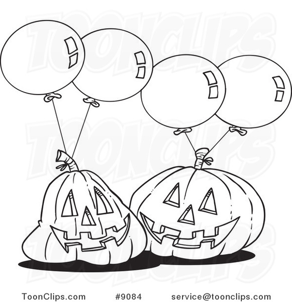 581x600 Cartoon Black And White Line Drawing Of Jackolanterns And Party