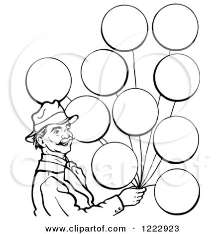 450x470 Clipart Of A Black And White Blank Sign And Party Balloons