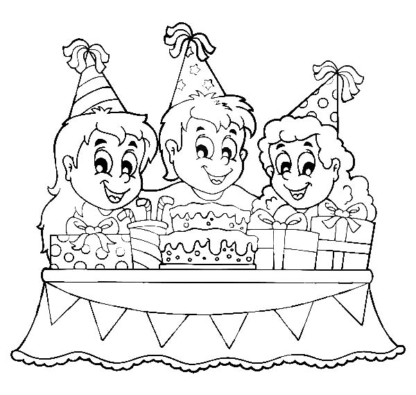 600x569 How To Draw Birthday Party Coloring Pages
