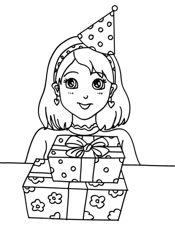 600x777 Preety Girl Birthday Party Coloring Pages