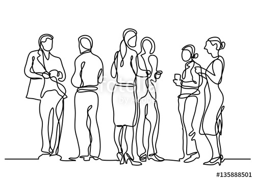 500x354 Continuous Line Drawing Of Office Party Stock Image And Royalty