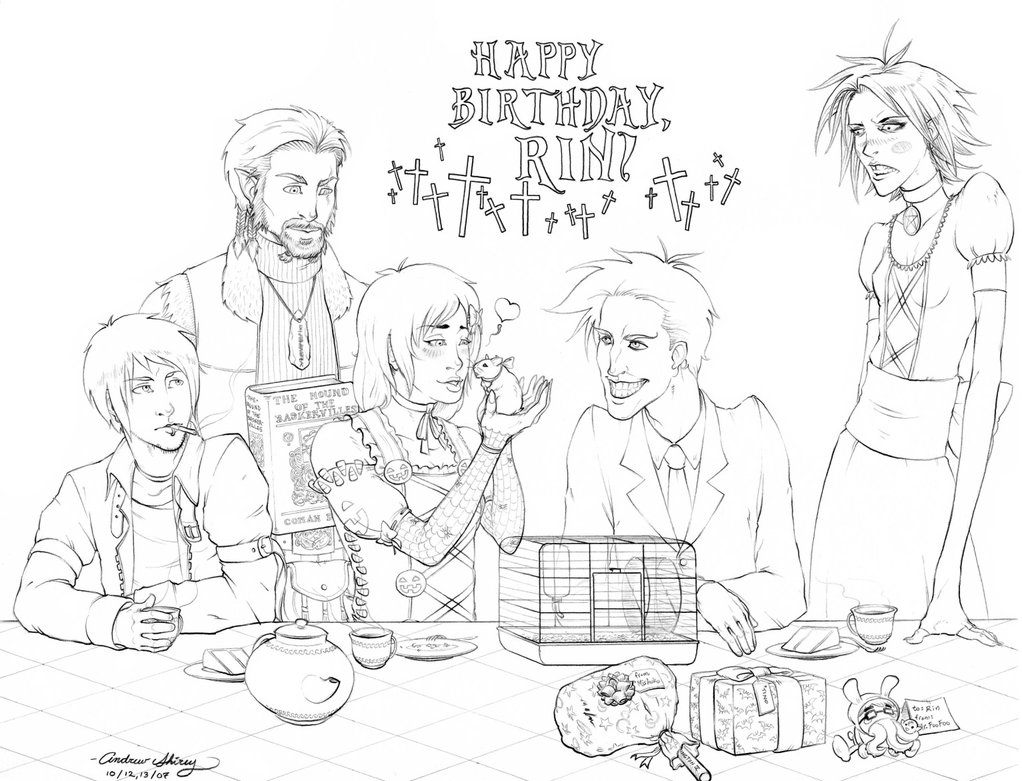 1022x781 Birthday Party Scene For Drawing Goth Birthday Party By