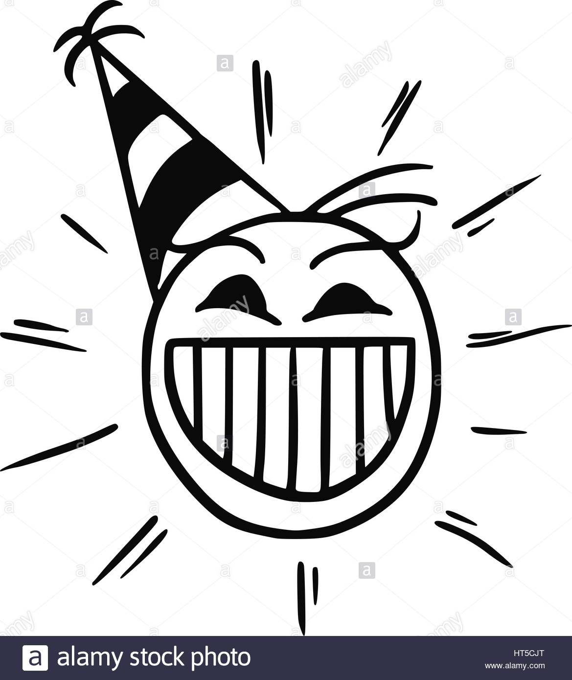 1169x1390 Cartoon Vector Stickman Happy Head With Party Hat Cap Stock Vector