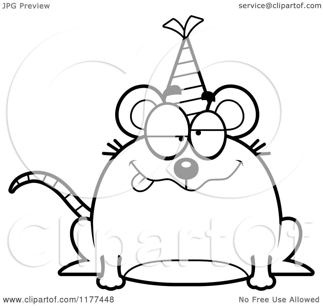 1080x1024 Cartoon Of A Black And White Drunk Birthday Mouse Wearing A Party
