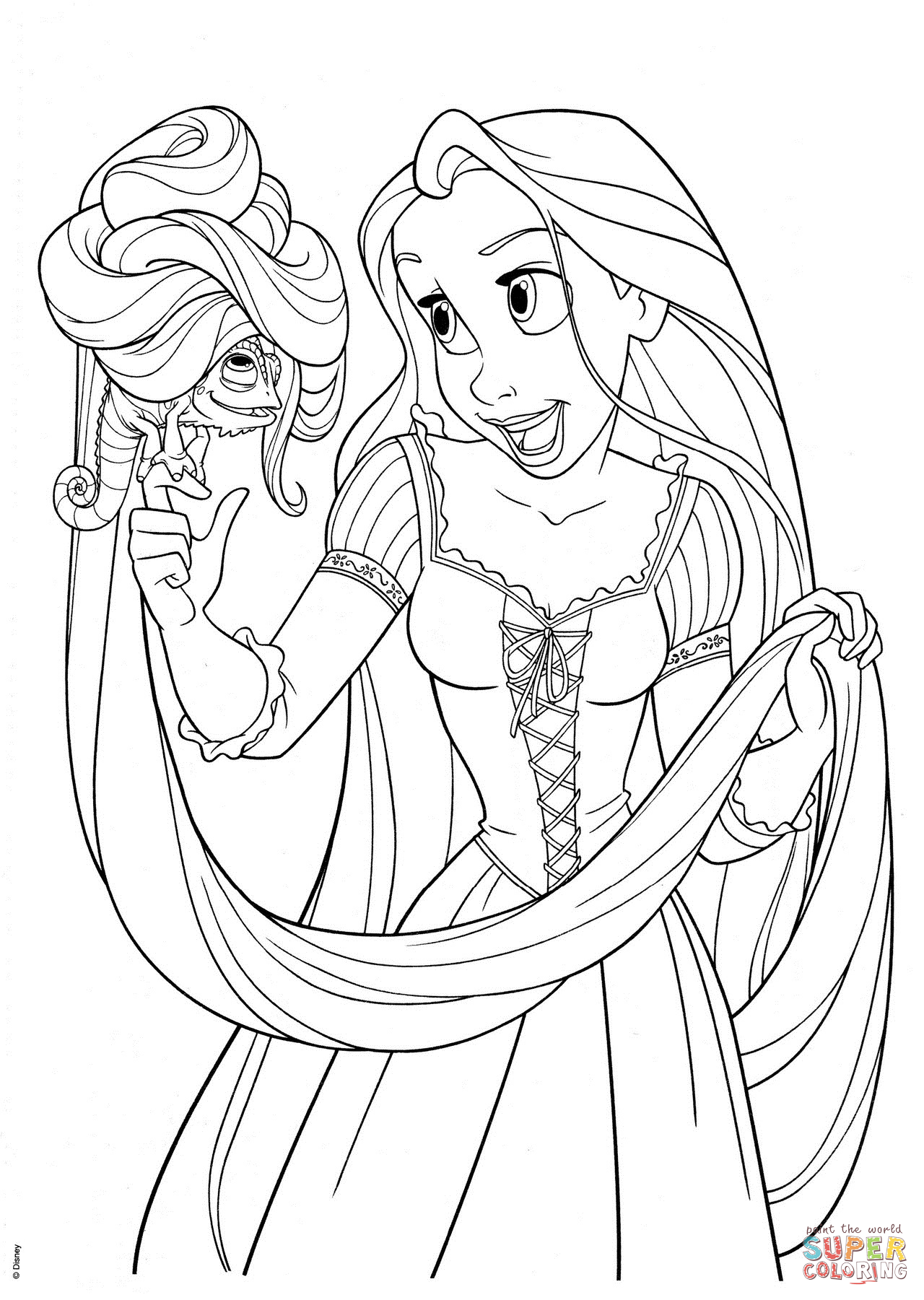 1280x1801 Rapunzel With Pascal Coloring Page Free Printable Coloring Pages