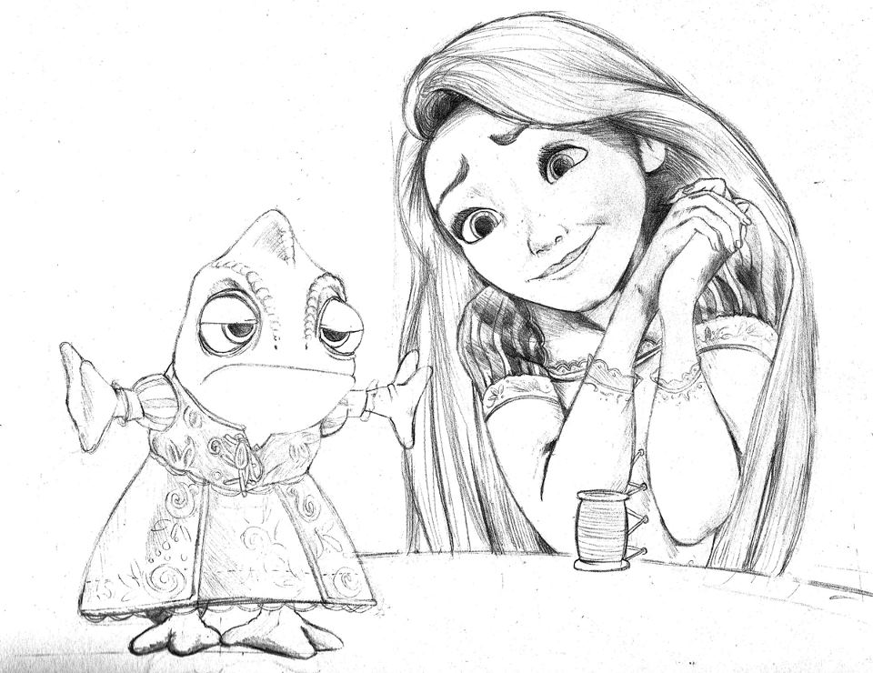 960x740 Sexy Pencil Drawings And Sketching Rapunzel And Pascal