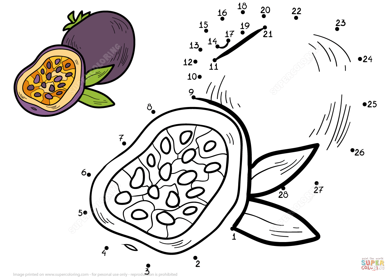 1300x919 Passion Fruit Dot To Dot Free Printable Coloring Pages