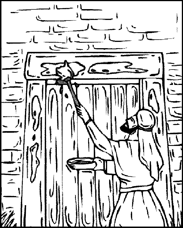 644x800 Passover, Blood On The Door Post Coloring Pages