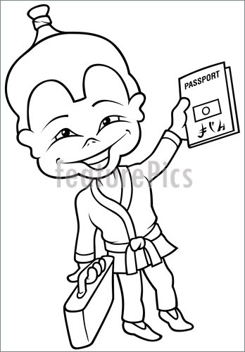 348x500 Japanese And Passport Illustration