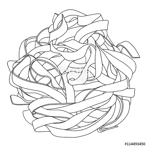 500x500 Homemade Fresh Pasta Line Art. Italian Tagliatelle Stock Photo