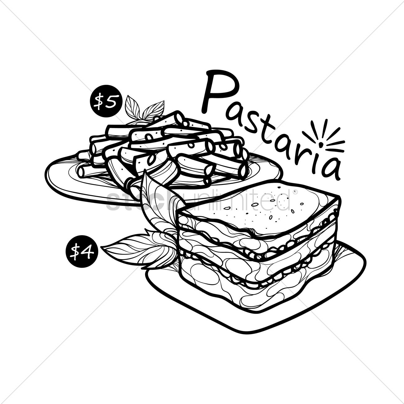1300x1300 Pasta Menu Title With Price Vector Image