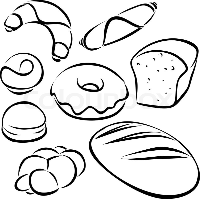 800x798 Pastry Black Outline Stock Vector Colourbox