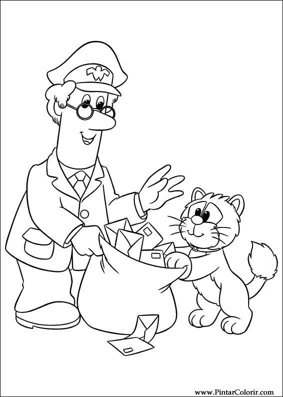 567x794 Drawings To Paint Amp Colour Postman Pat