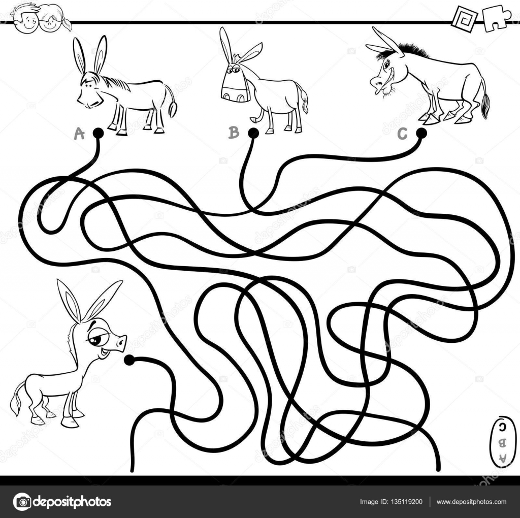 1024x1020 Maze Path Game Coloring Page Stock Vector Izakowski
