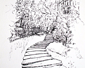 340x270 Riverwalk Drawing Etsy