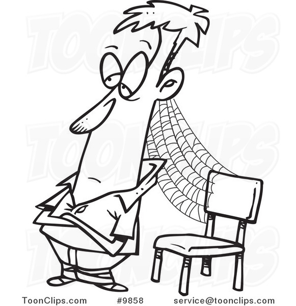 581x600 Cartoon Black And White Line Drawing Of A Patient Guy With Cobwebs