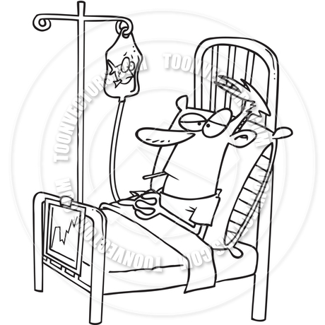 460x460 Cartoon Hospital Patient (Black And White Line Art) By Ron