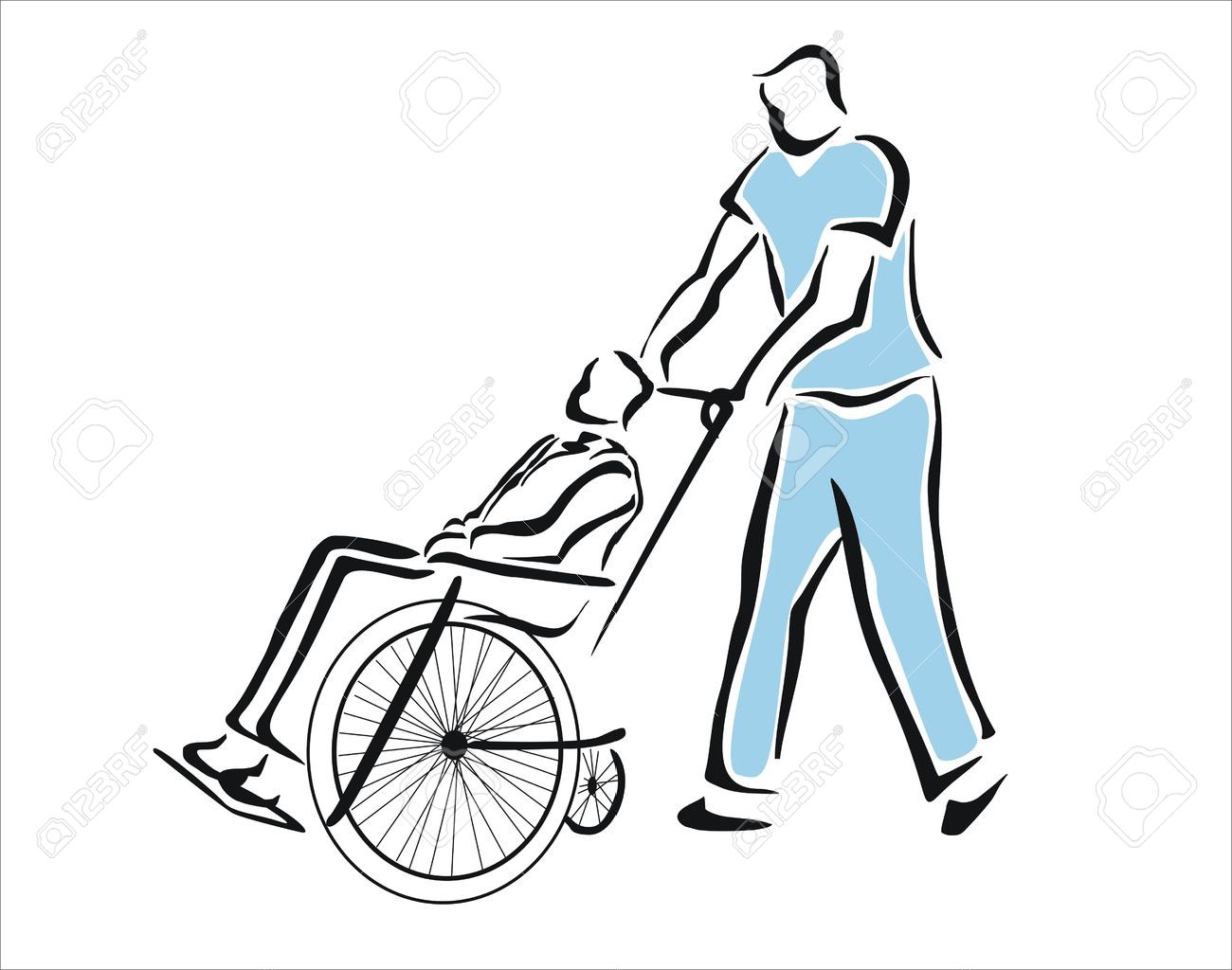 1300x1024 Nurse Taking A Patient In A Wheelchair Royalty Free Cliparts