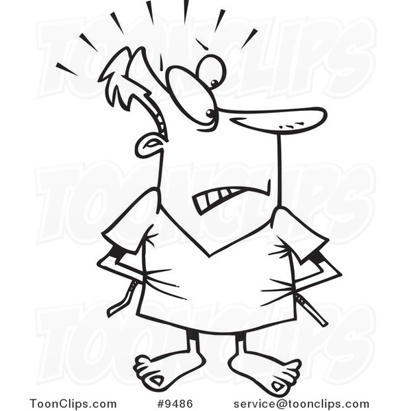 581x600 Cartoon Black And White Line Drawing Of A Hospital Patient Trying