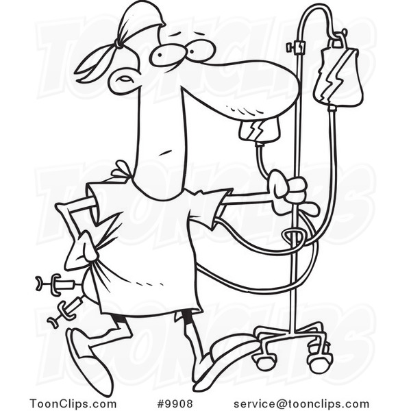 581x600 Cartoon Black And White Line Drawing Of A Hospital Patient
