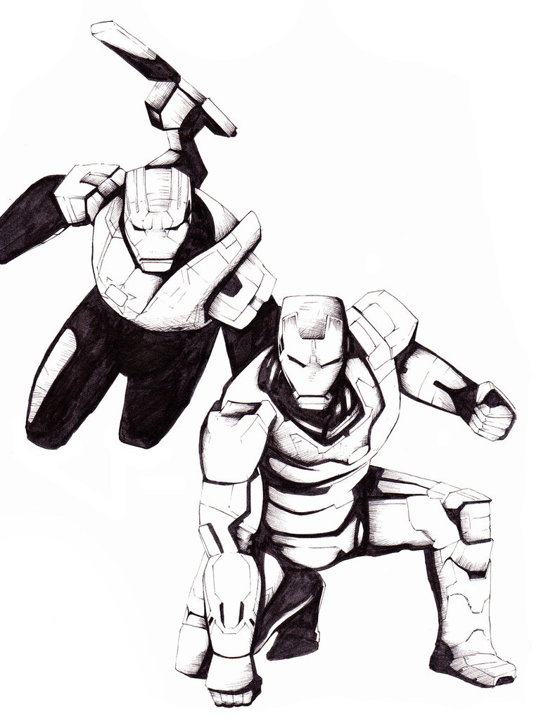 779x1025 Iron Man And Iron Patriot By Retrogorgon