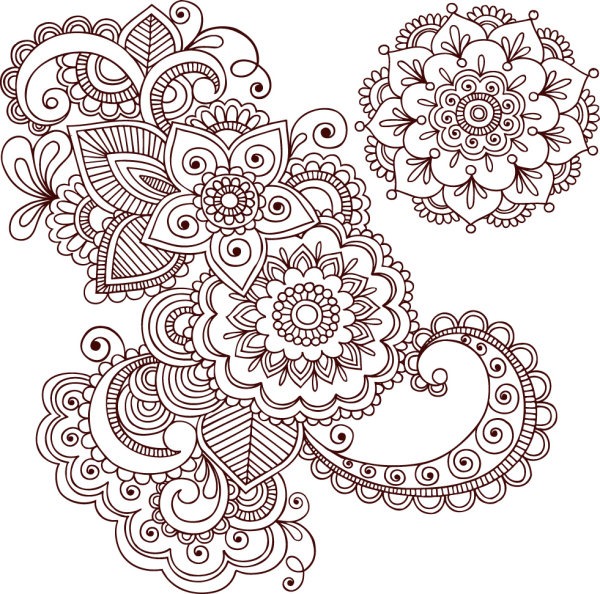 600x594 Hand Drawn Pattern Vector Material My Free Photoshop World