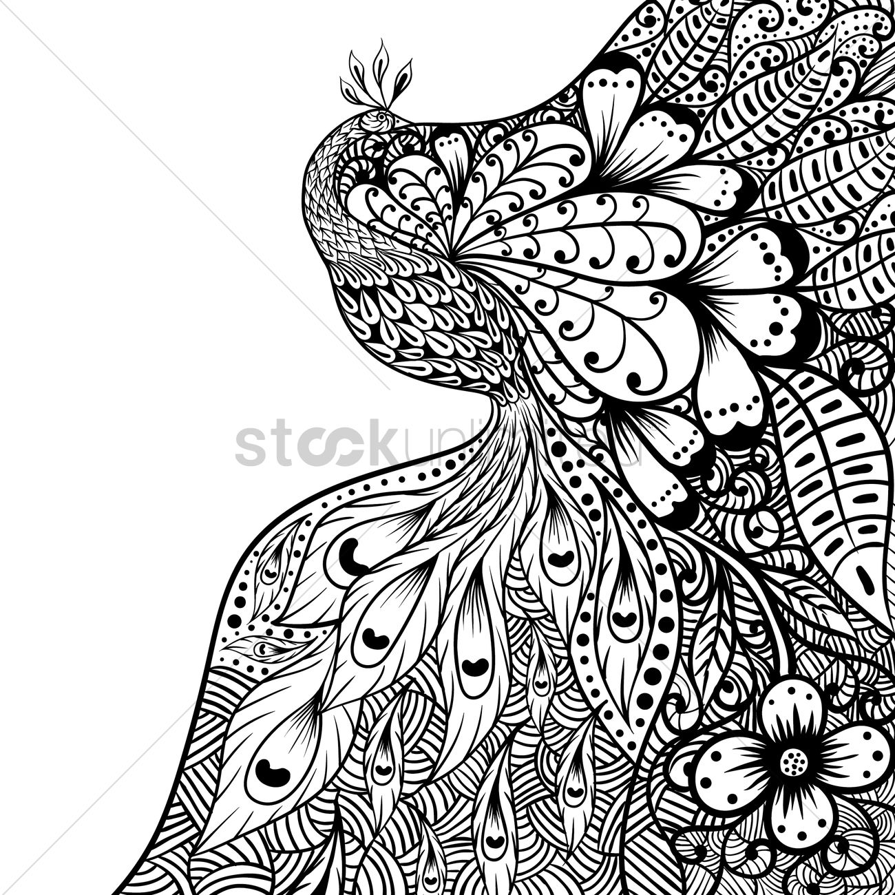 1300x1300 Intricate Peacock Design Vector Image