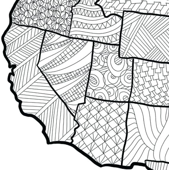 570x571 Map Coloring Page Wall Art Adult Sheets Kids Pattern Instant