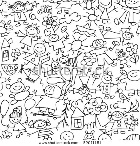 450x470 Kids Drawing Seamless Pattern Stock Vector 52071151 Shutterstock